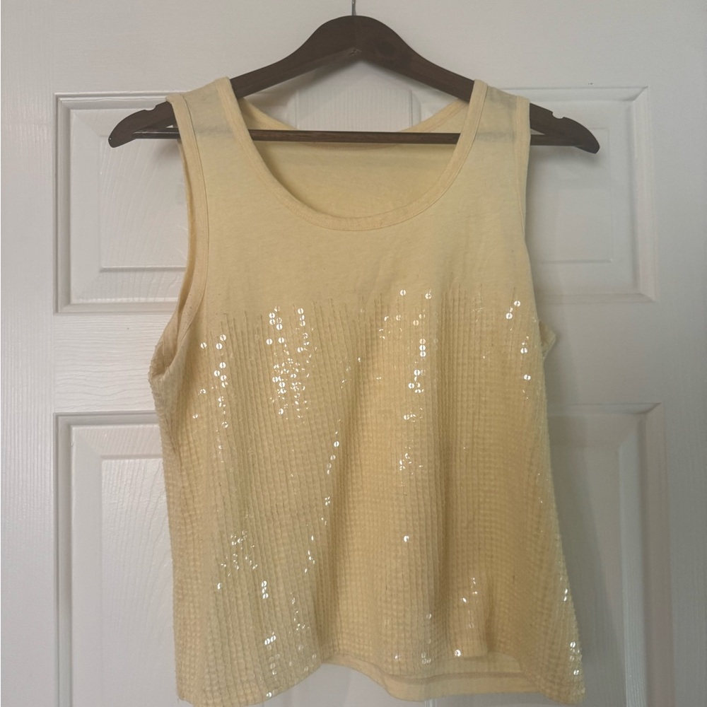 Sequin Embellished Yellow Tank Top